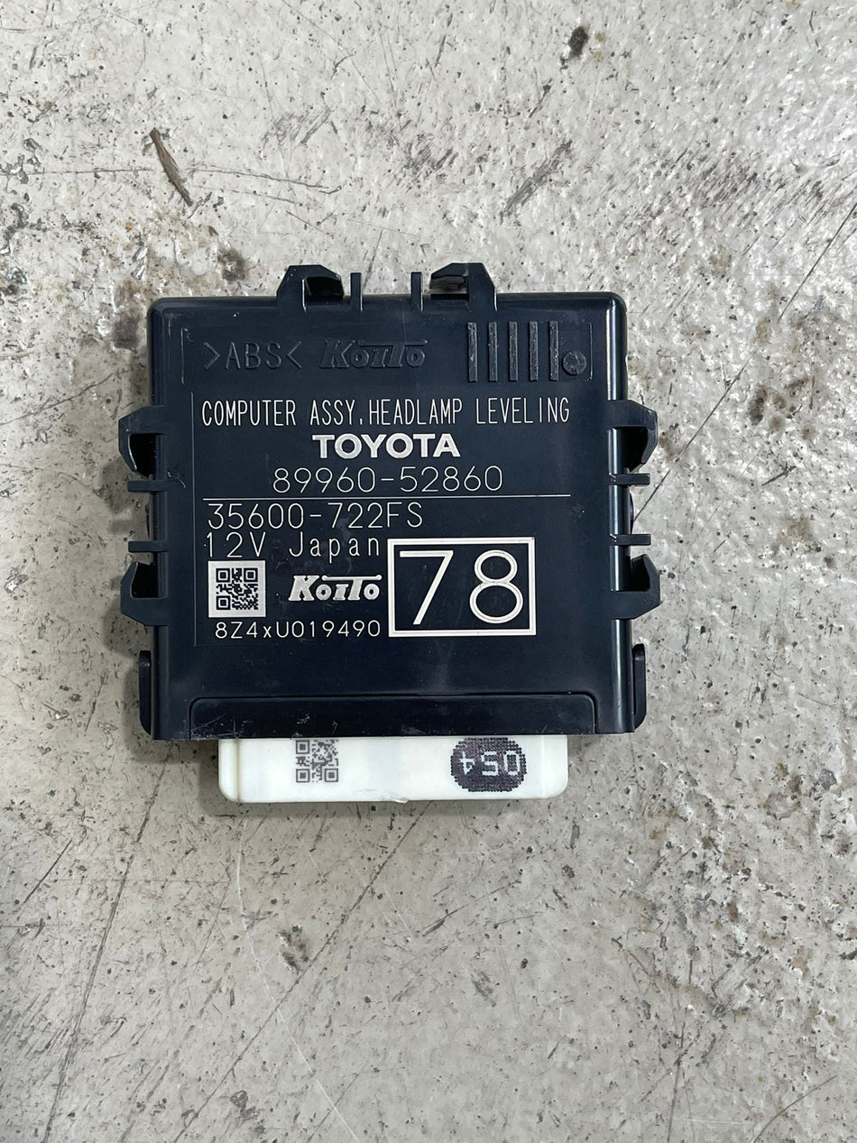 Genuine Toyota OEM automatic headlamp leveling computer control module (Part No: 89960-52860)